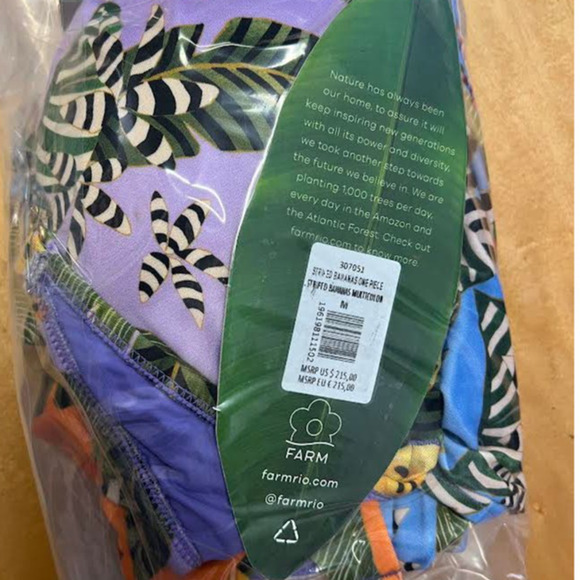 NWT! FARM Rio Women's Striped Bananas One Piece, Multicolor, M - Picture 7 of 9